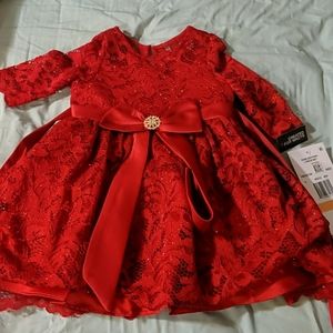 New Size 12 Months Red Long Sleeve Dress